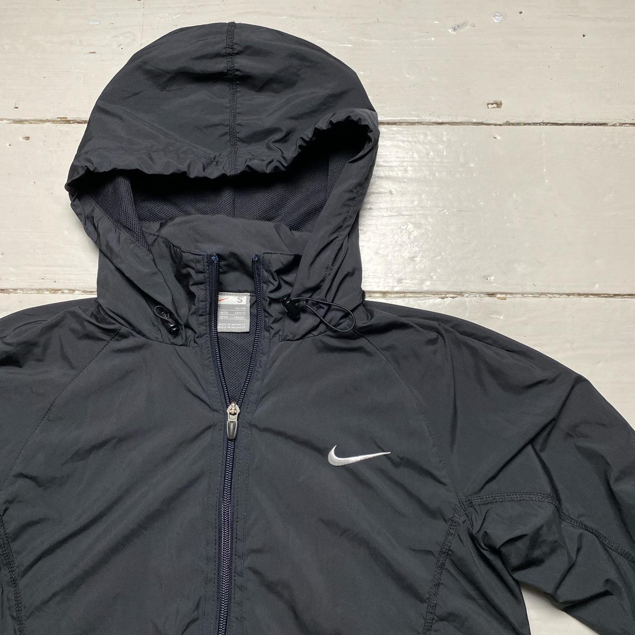 Nike Swoosh Vintage Running Jacket Black and White... - Depop