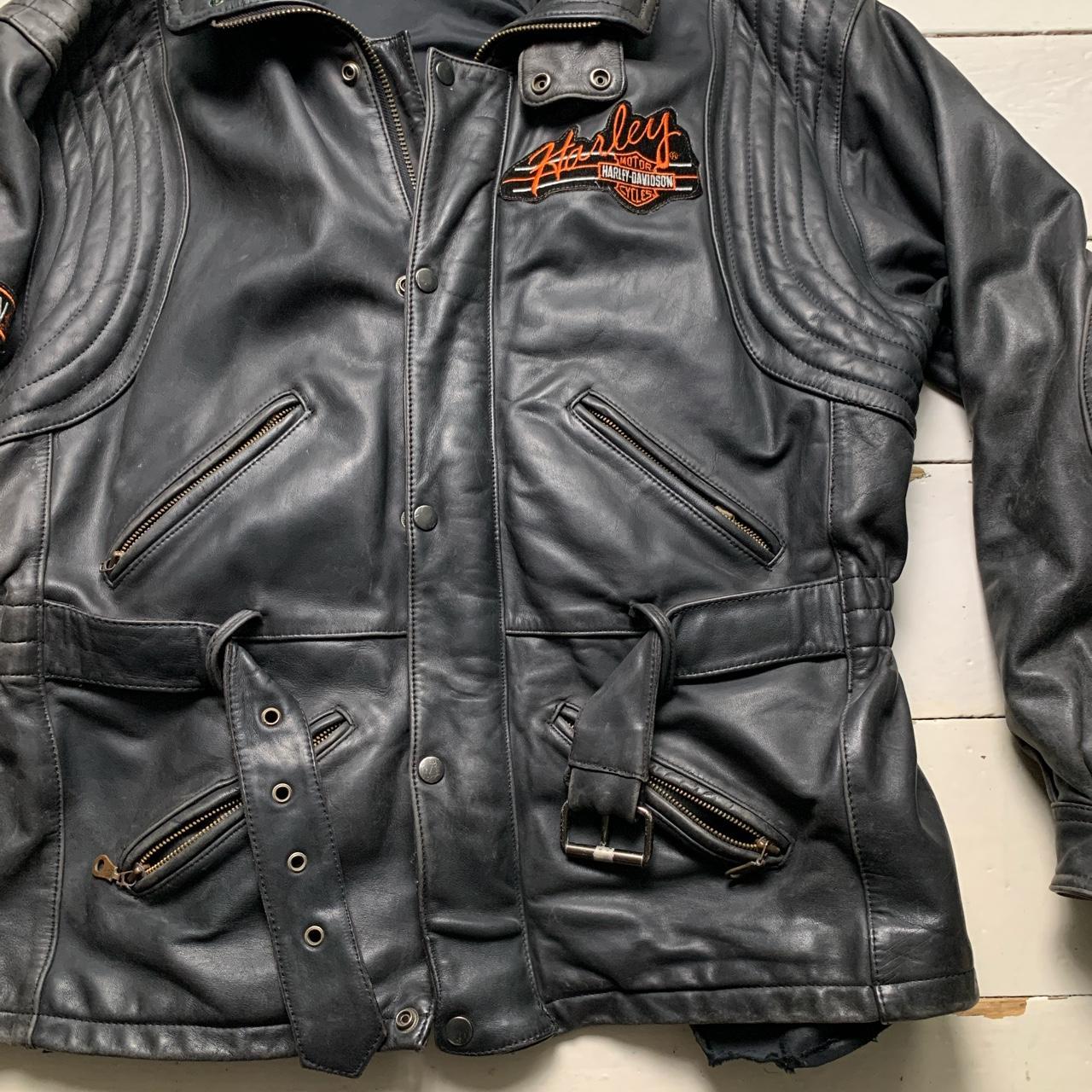 Harley Davidson Vintage Black Leather Motorcycle... - Depop