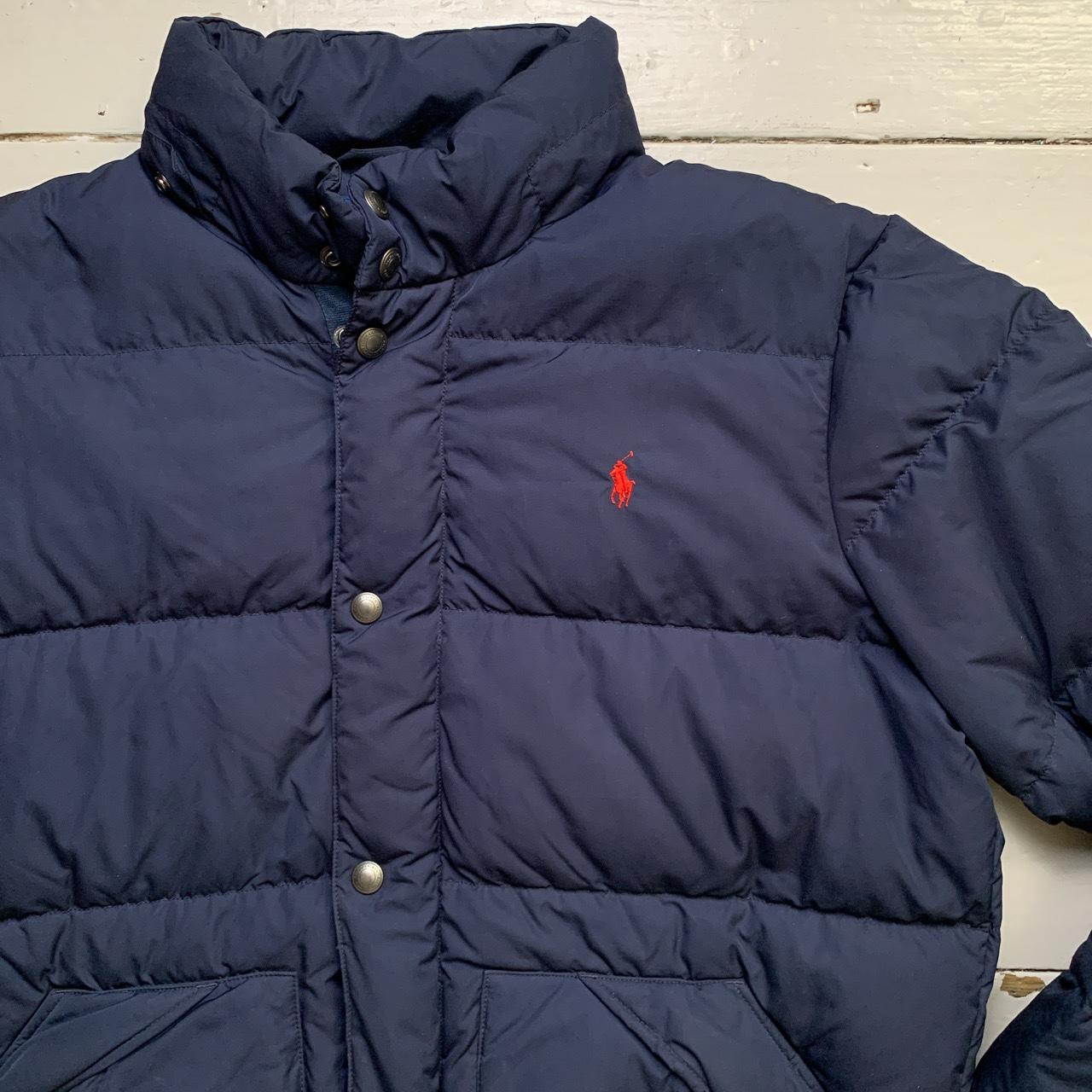 Polo Ralph Lauren Navy and Red Pony Puffer Coat 🌊... Depop