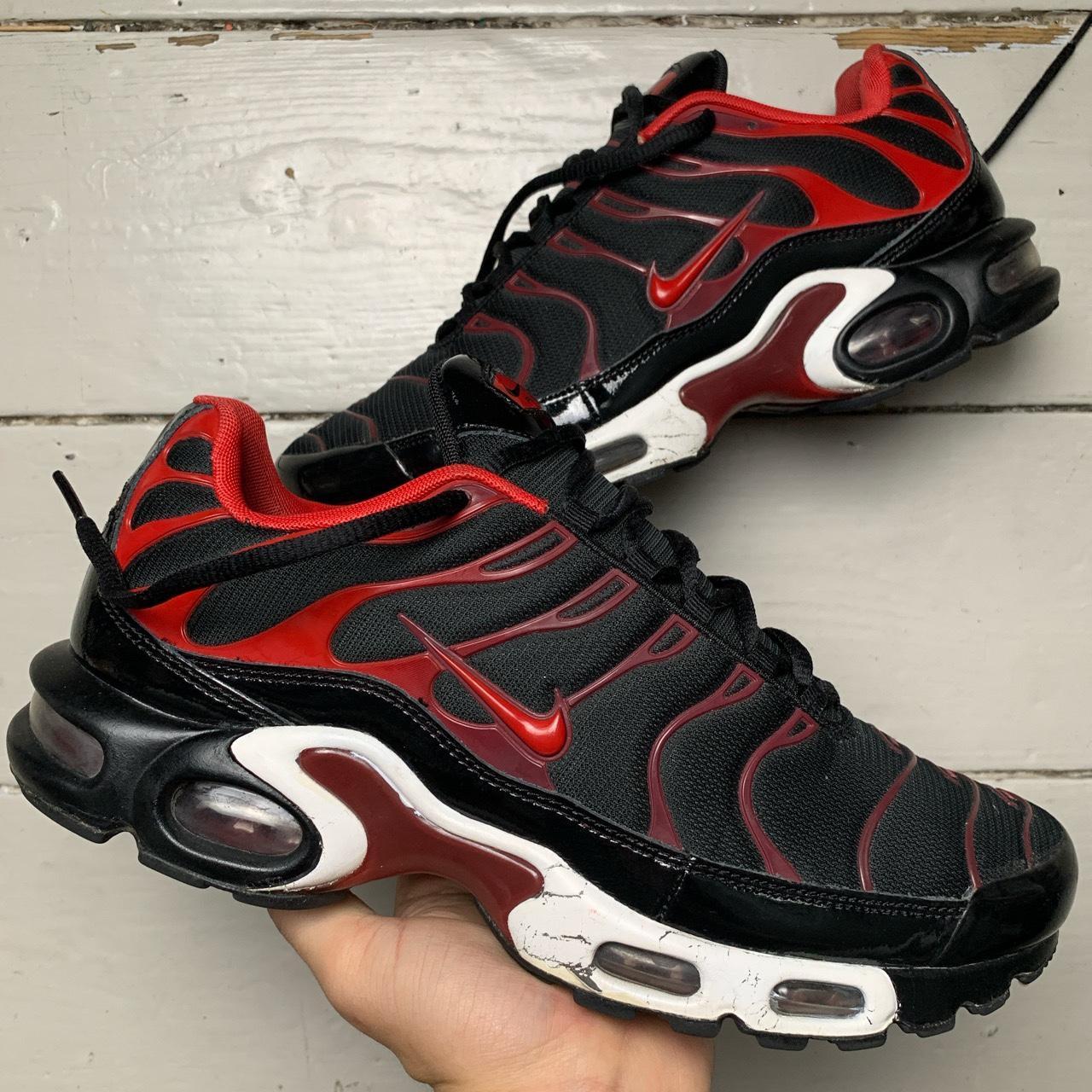 Nike TN Air Max Plus Bred Black and University Red... - Depop