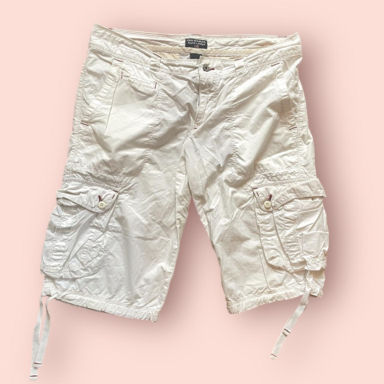 2000s Ralph Lauren Polo Jeans Distressed White Cargo - Depop