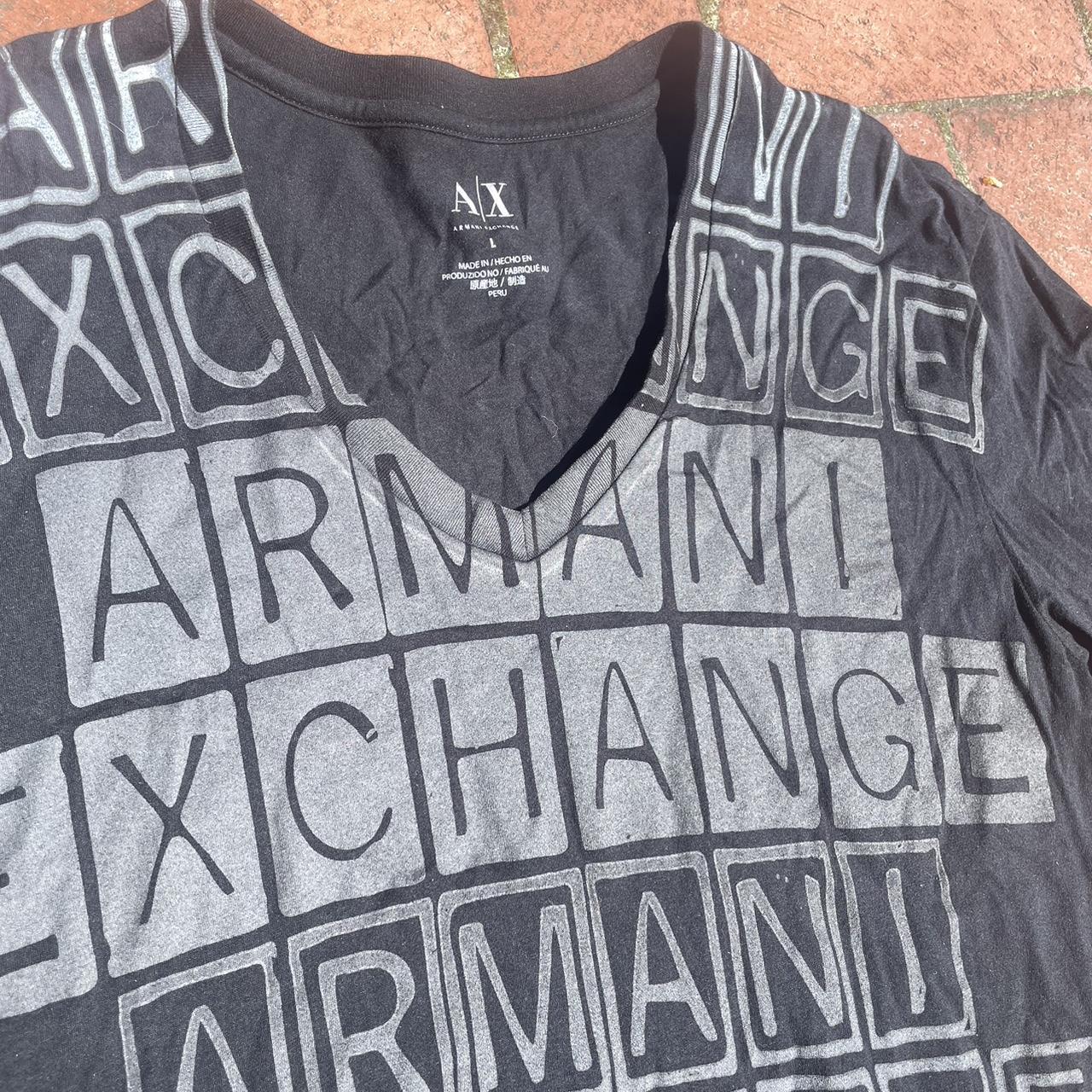 Y2K Armani Exchange Logo V Neck Tee Size large.... - Depop