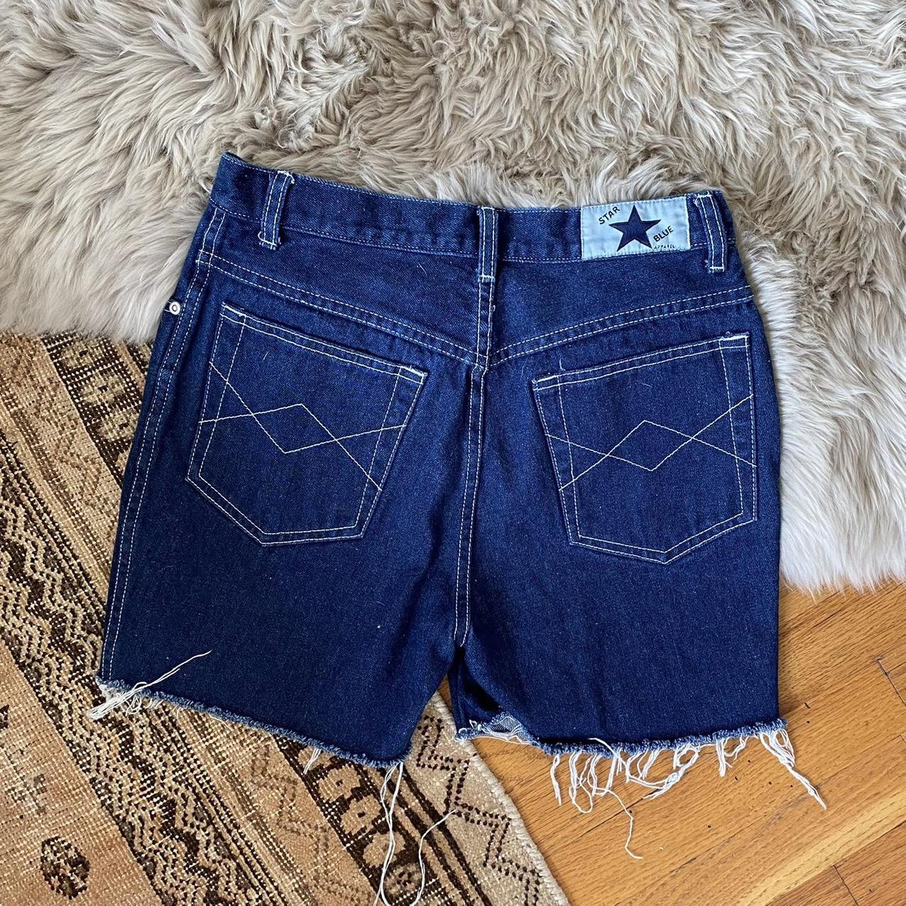 Vintage Star Blue Denim Cutoff Shorts Cool contrast... - Depop