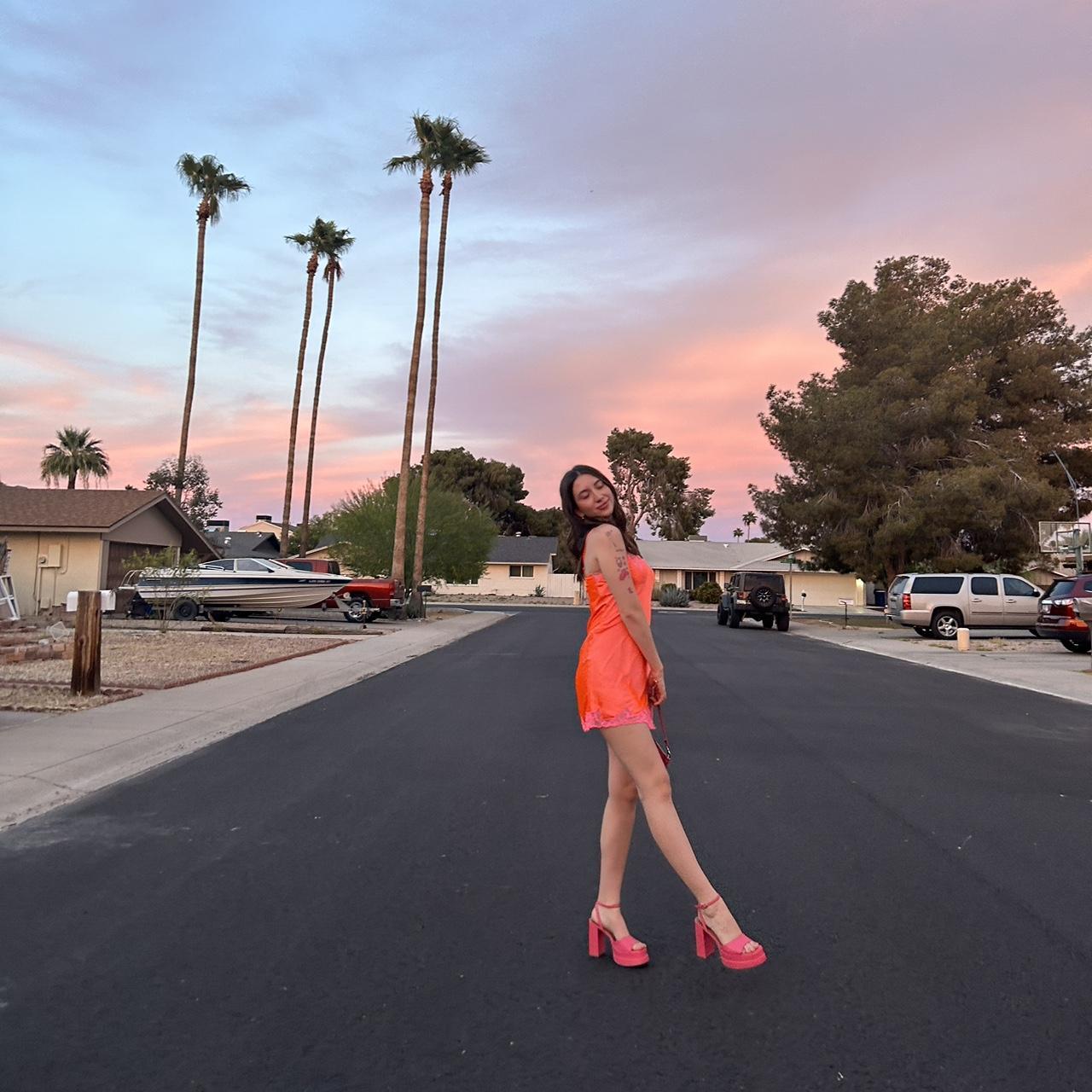 ASOS Women's Orange and Pink Dress Depop