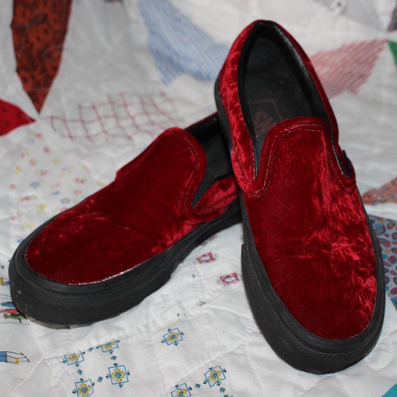 red velvet vans slip ons marked size 6 in womens