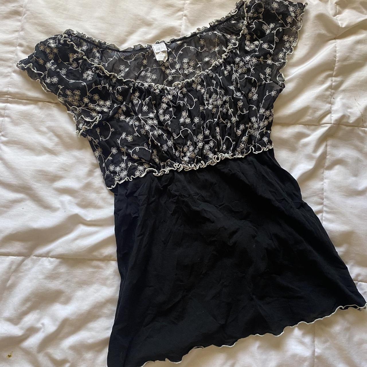 Cute coquette white / black milkmaid top. Size... - Depop