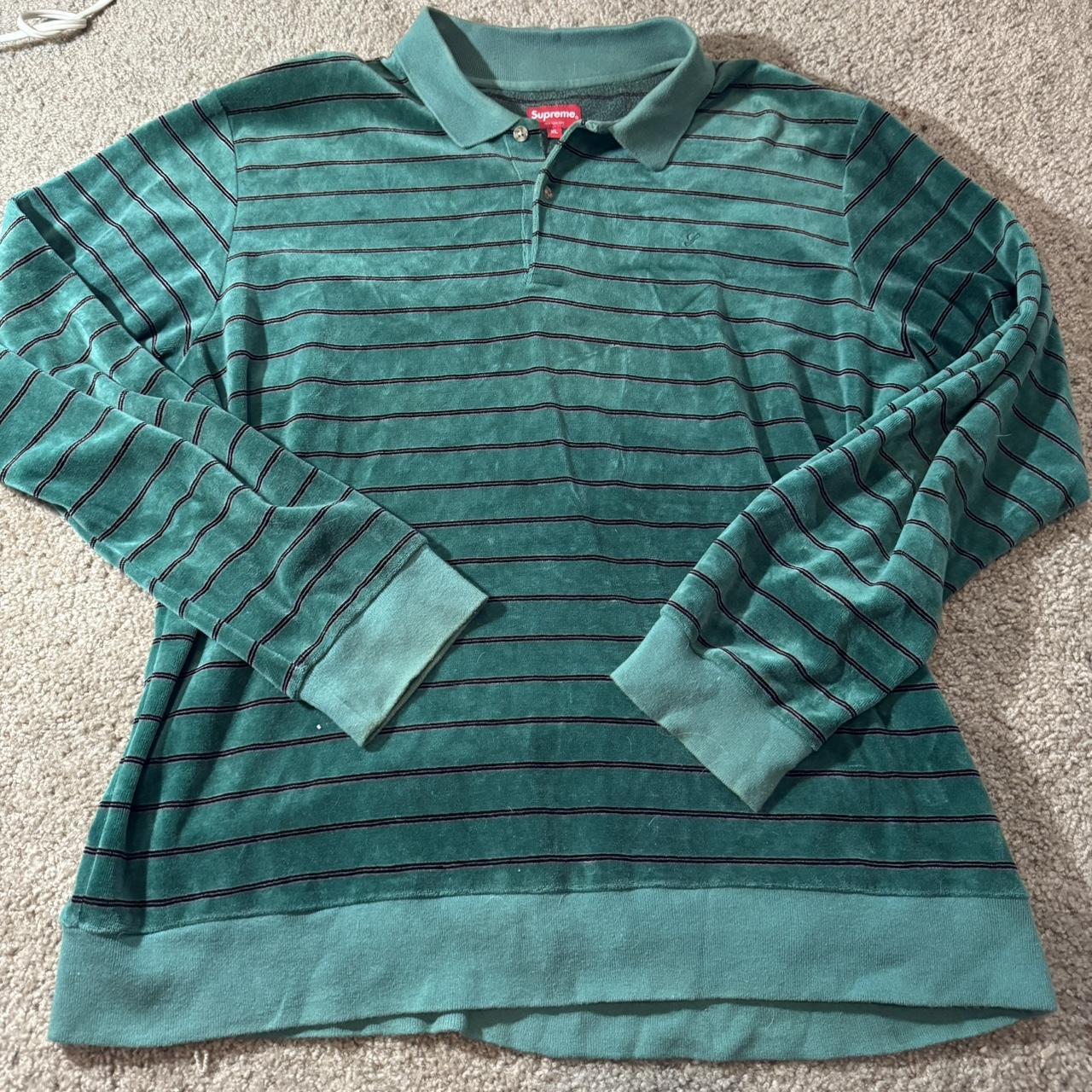 supreme Stripe Velour L/S Polo トップス Supreme 16AW Striped