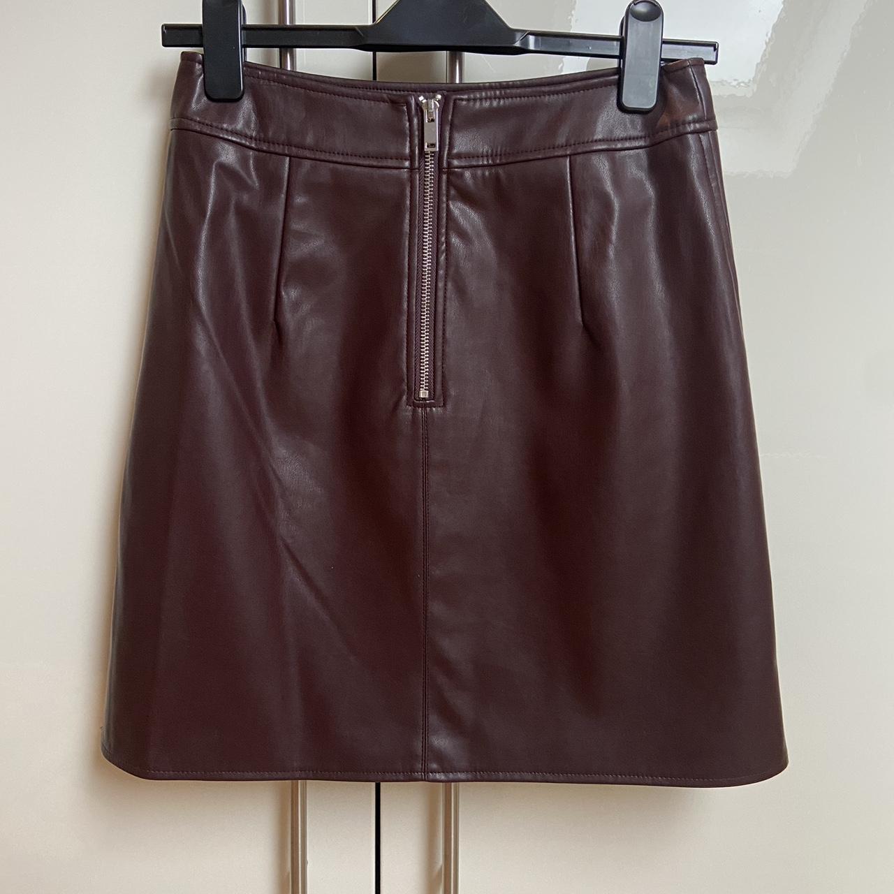 burgundy leather skirt warehouse