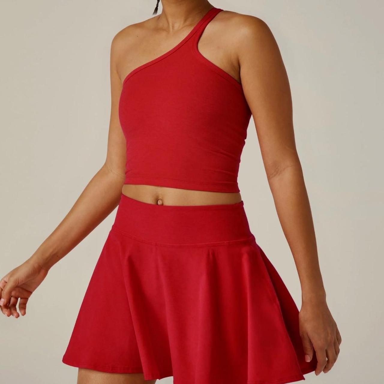 HOT Beyond Yoga Red One Shoulder Tank Top Spacedye One Up