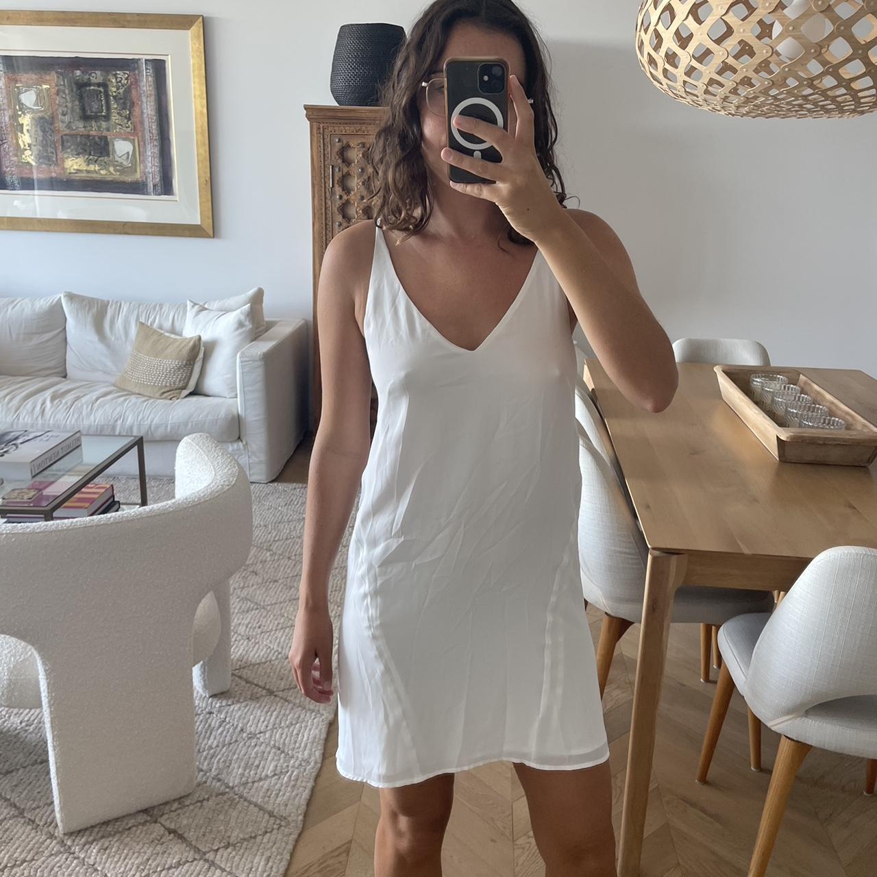 CHOSEN by Tuchuzy white slip dress V neckline,... Depop