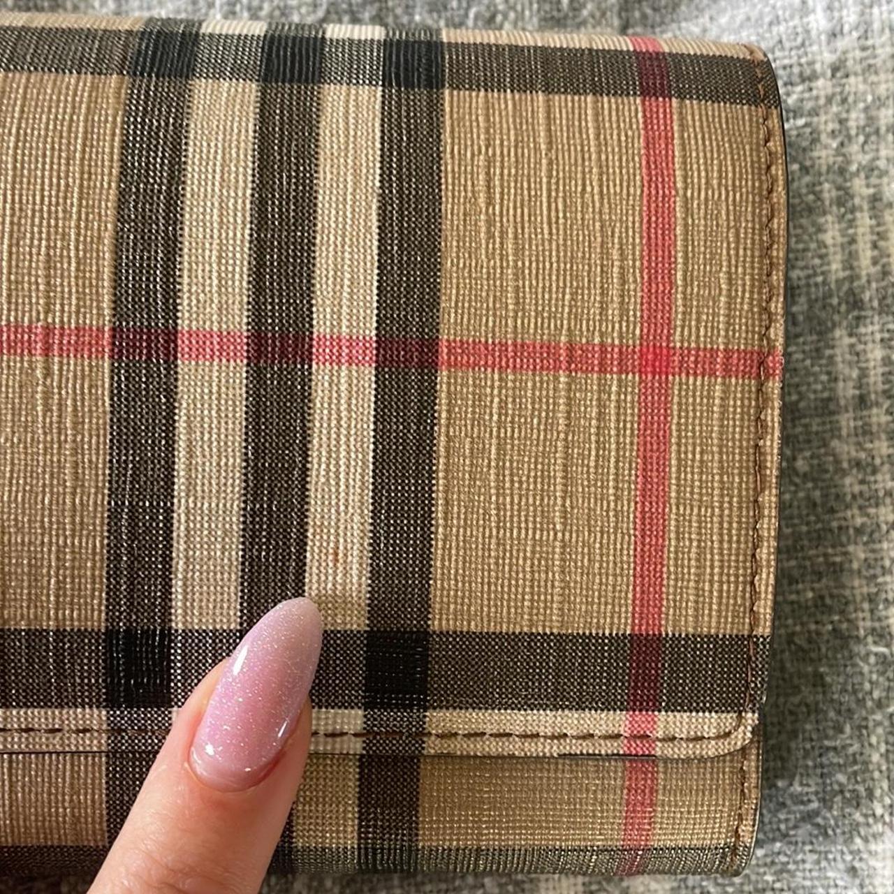 Burberry long wallet leather with canvas Like new - Depop