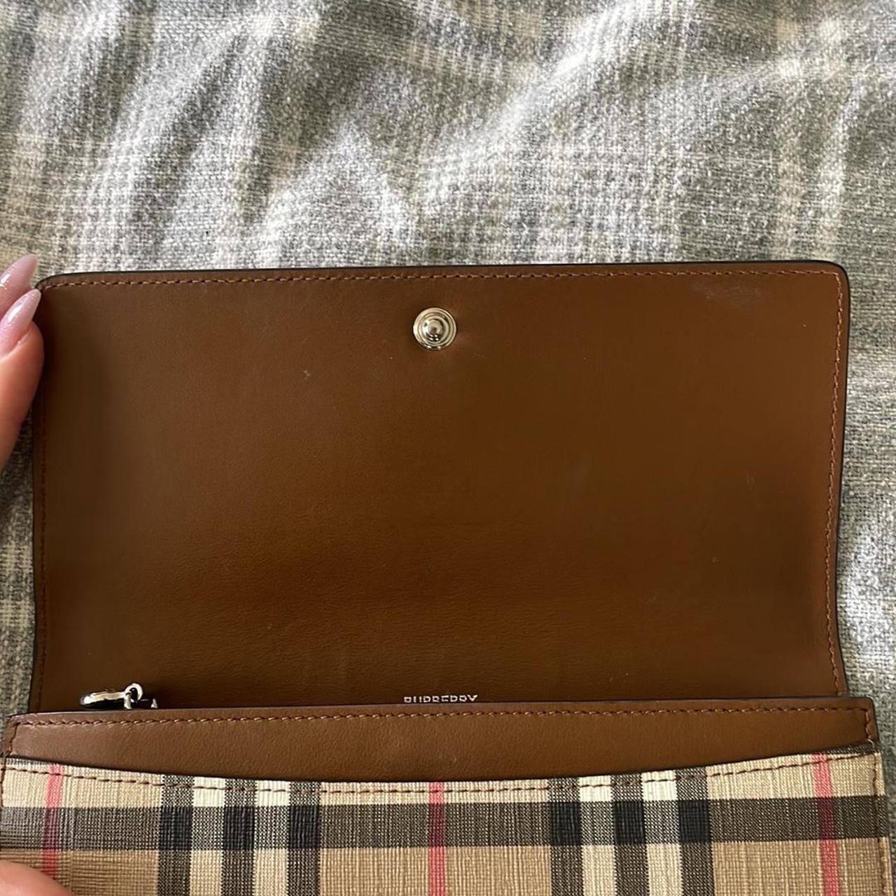 Burberry long wallet leather with canvas Like new - Depop