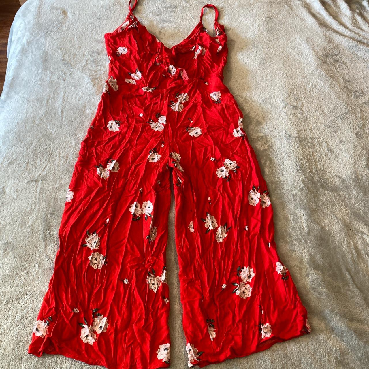 H&m red floral discount jumpsuit