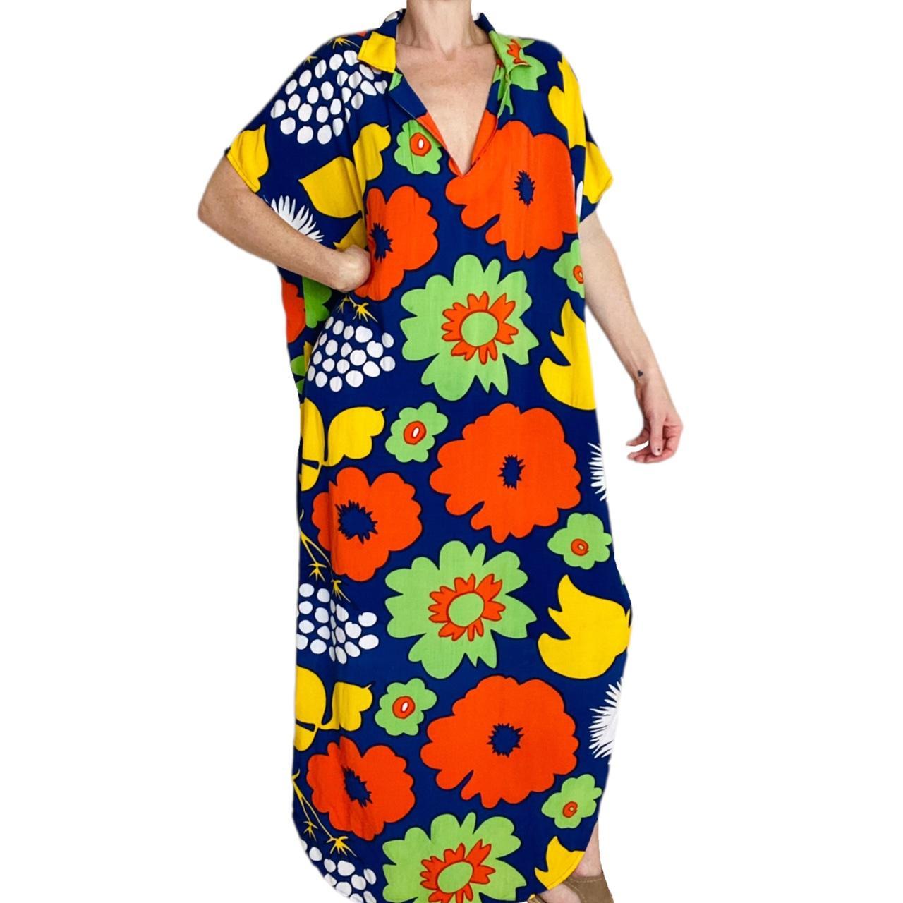 Marimekko For Target Orange & Blue Floral Hippie... Depop