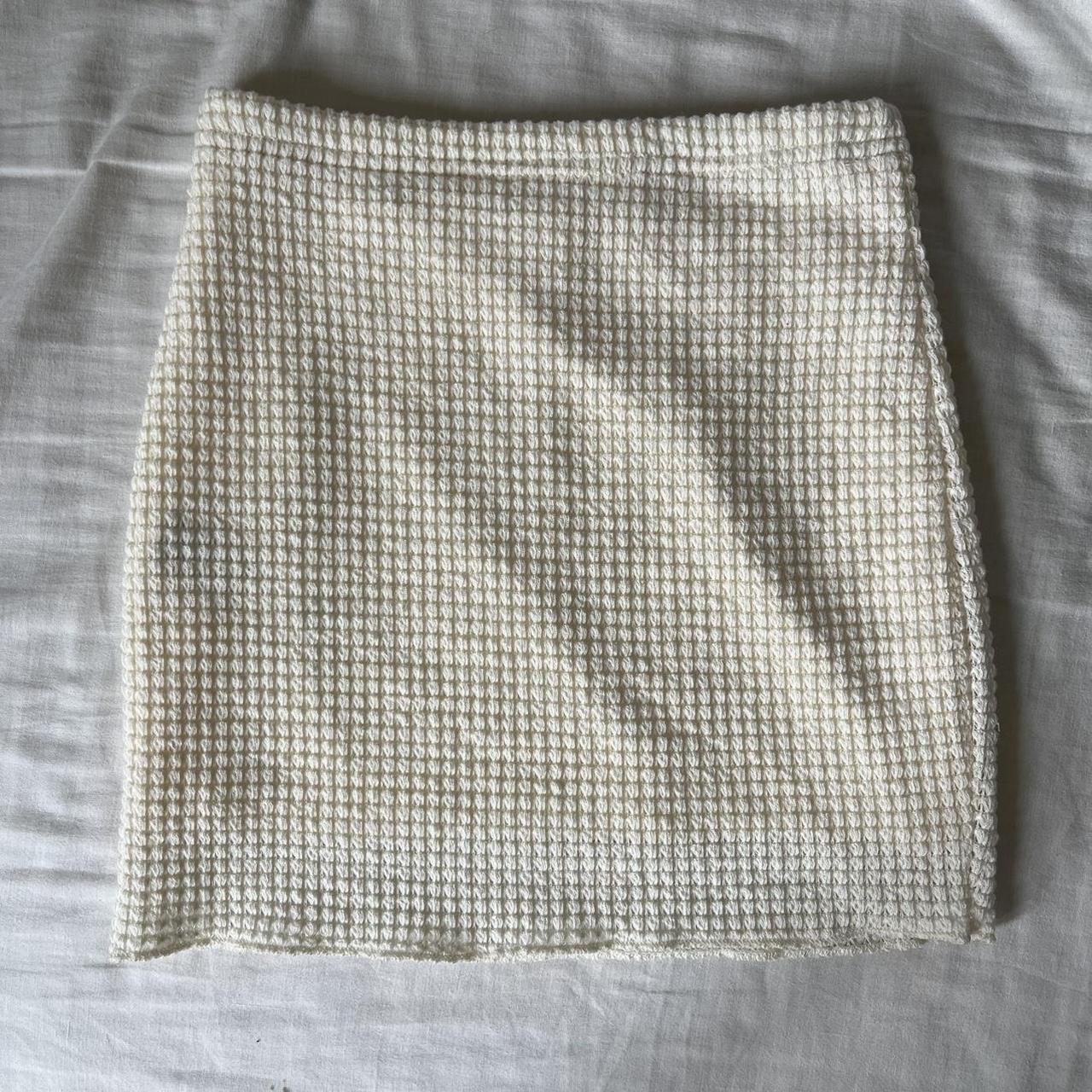 shein cream textured/knit mini skirt. petite size... - Depop