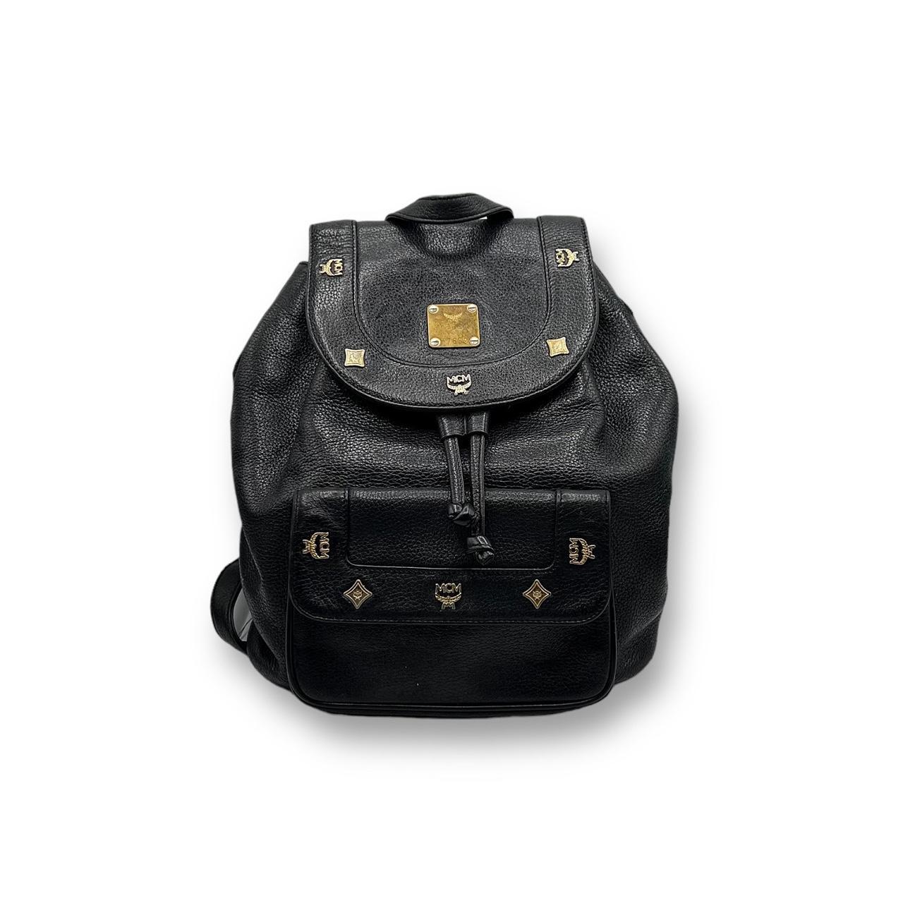 Mcm black outlet leather backpack