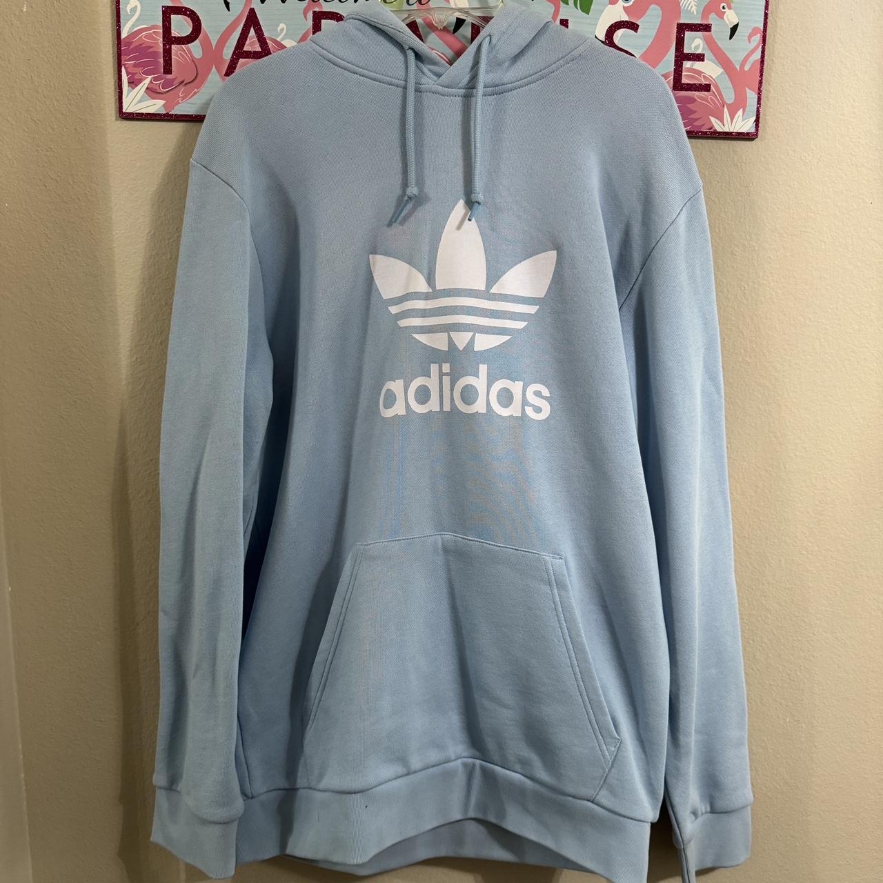 Mens Adidas Baby Blue Hoodie Sweater This item. Depop