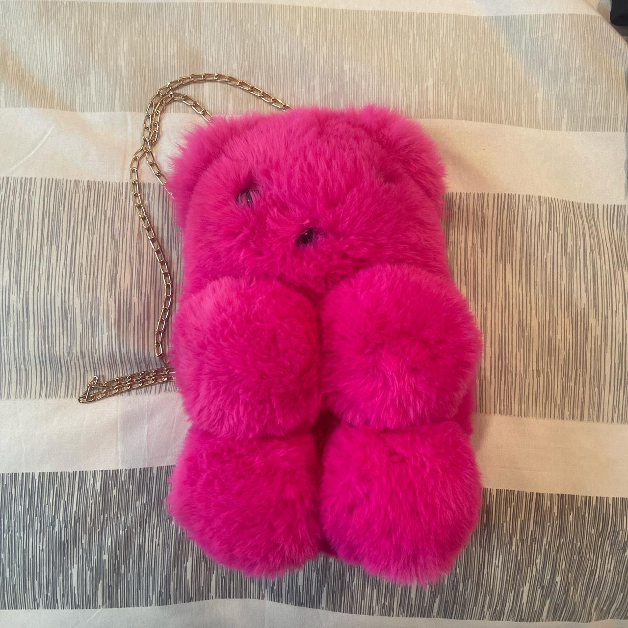 Pink teddy bear purse Depop