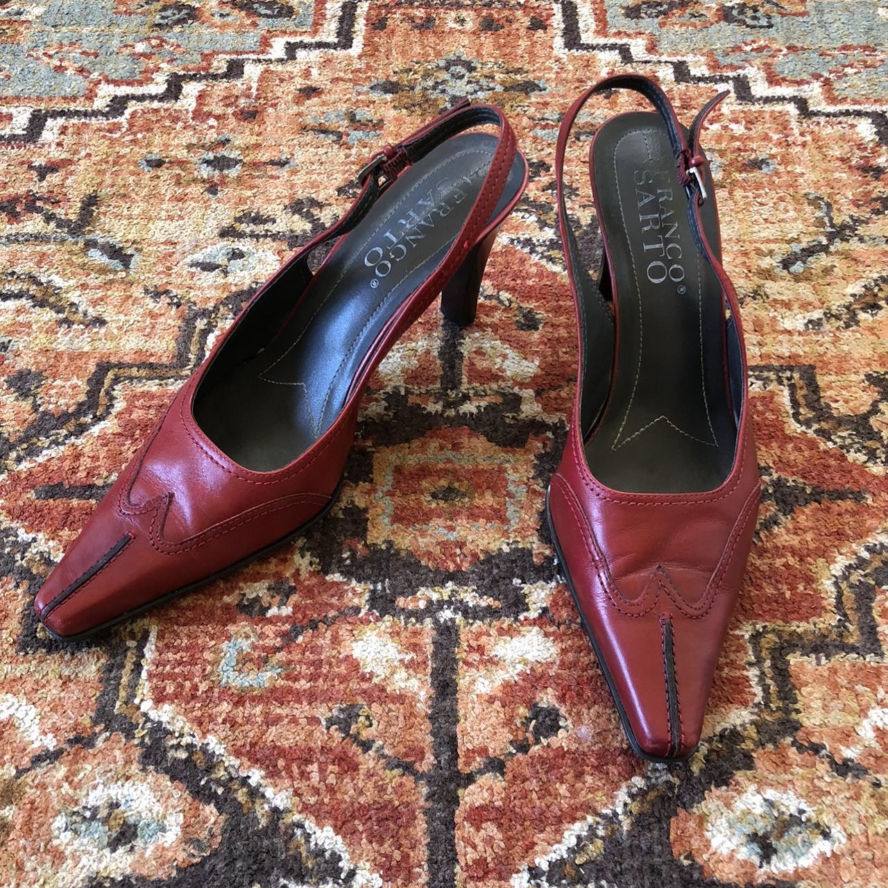 Franco Sarto Women's Red and Burgundy Courts | Depop