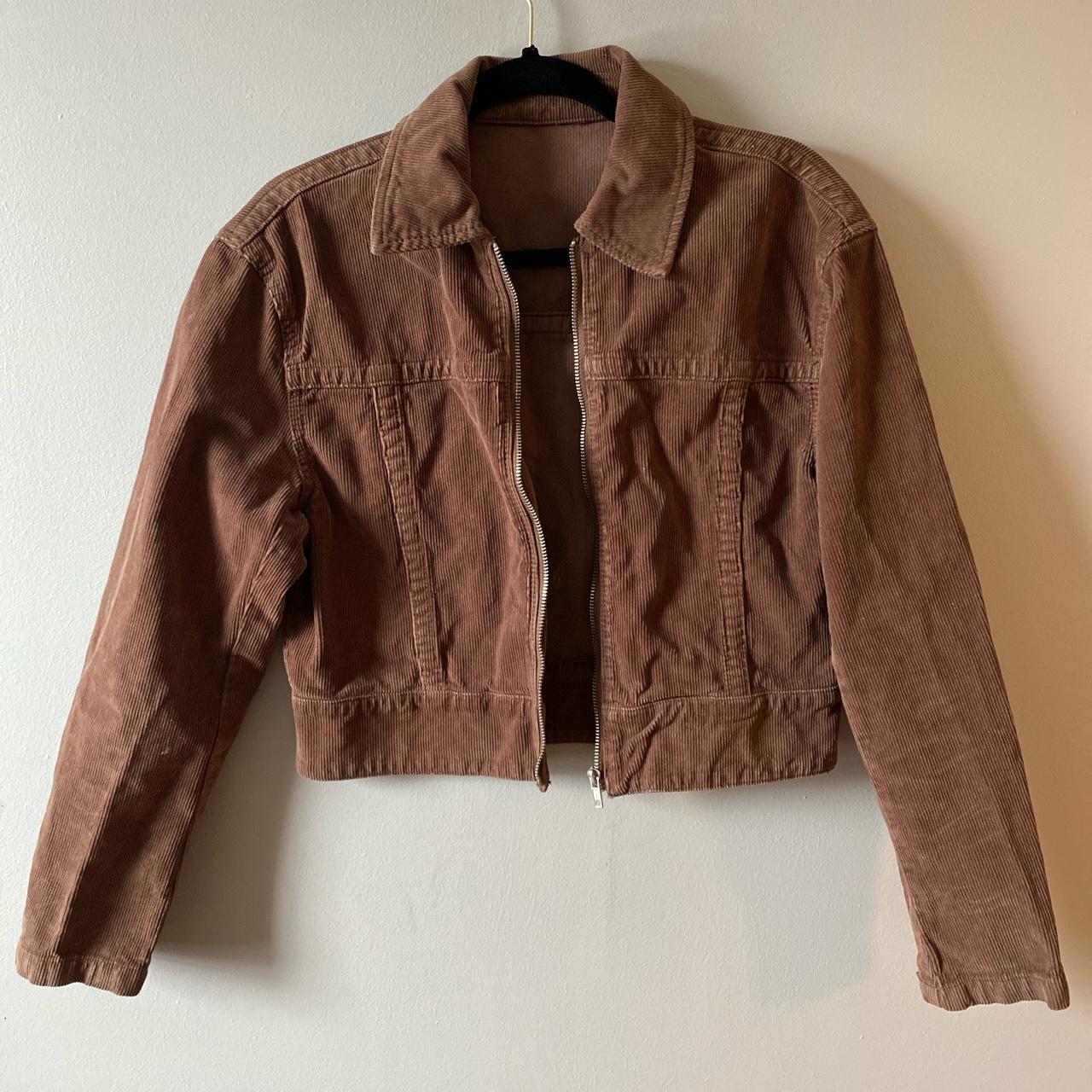 Brandy Melville brown corduroy zip jacket One size Depop