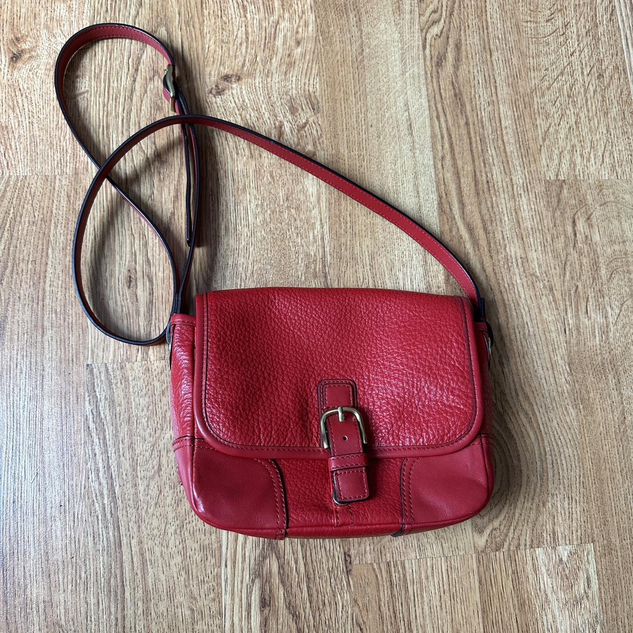 Red genuine leather coach cross body purse, No flaws