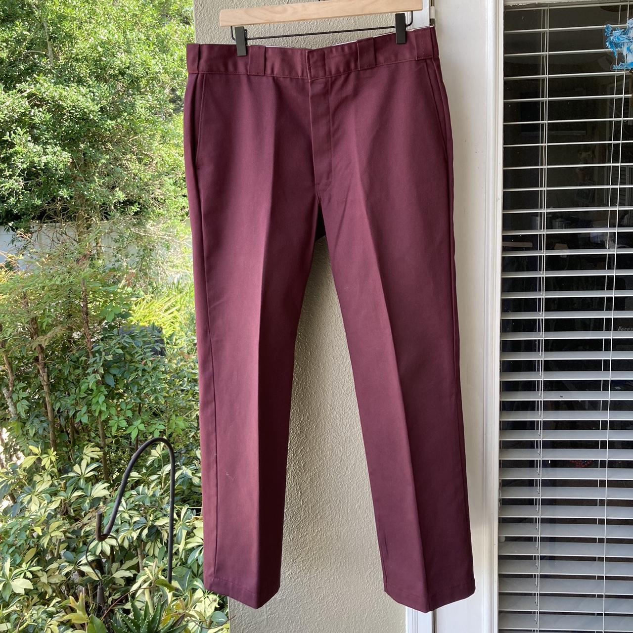 Mens Solid Burgundy Dressy Pants by Concitor Clothing