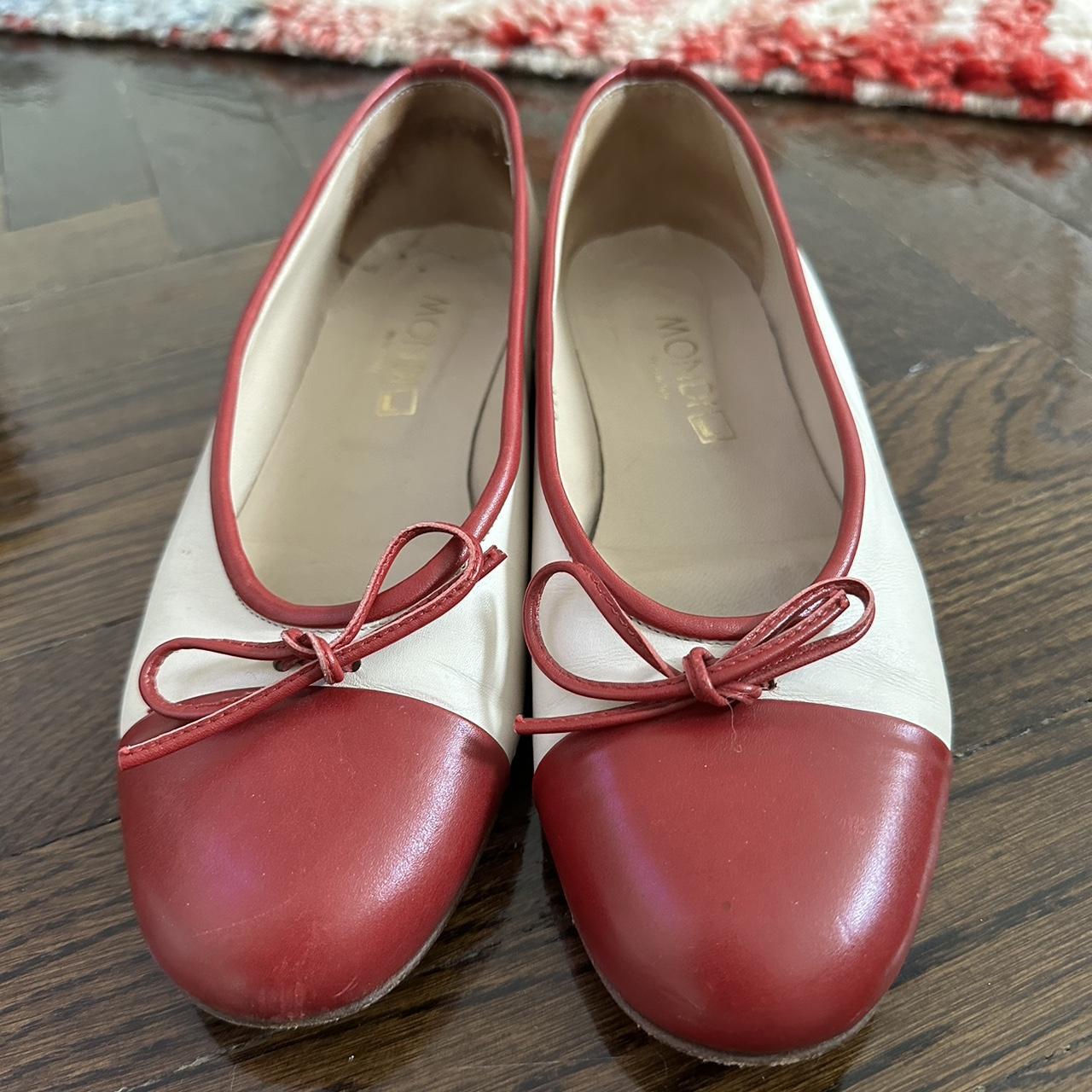 Women's Cream and Red Ballet-shoes | Depop