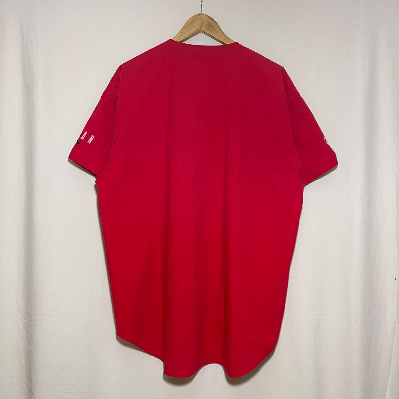 Vintage Nike Jordan Red Baseball Jersey Top Button - Depop