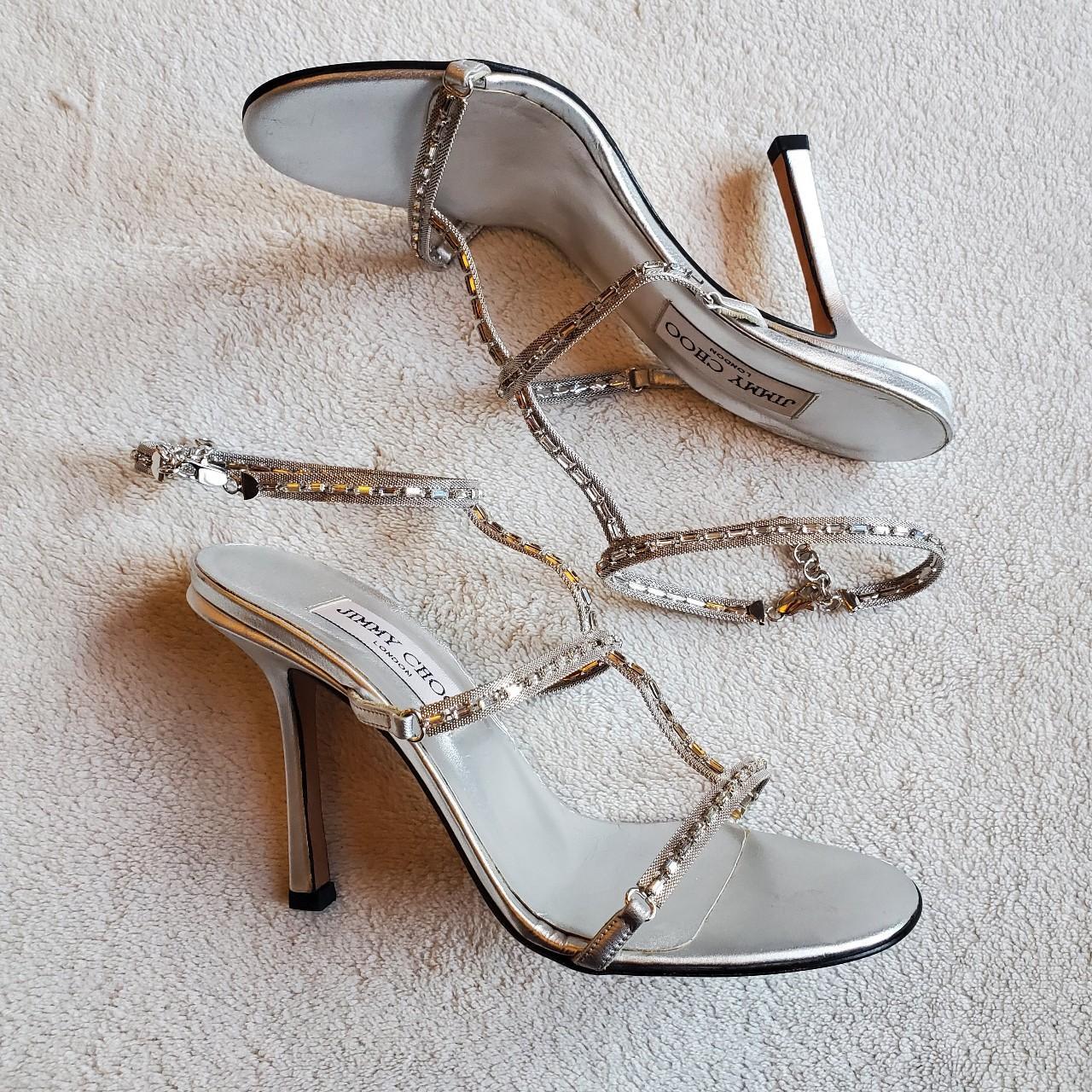 Jimmy Choo - Heloise Silver Mirror Platform Sandal, 120mm