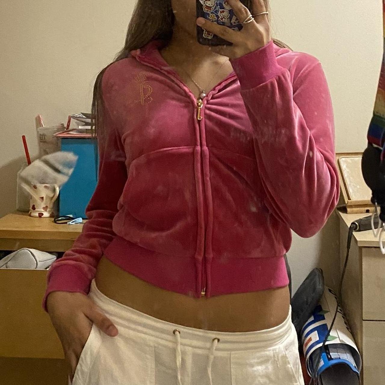 juicy couture hot pink velvet zip up hoodie jacket... Depop