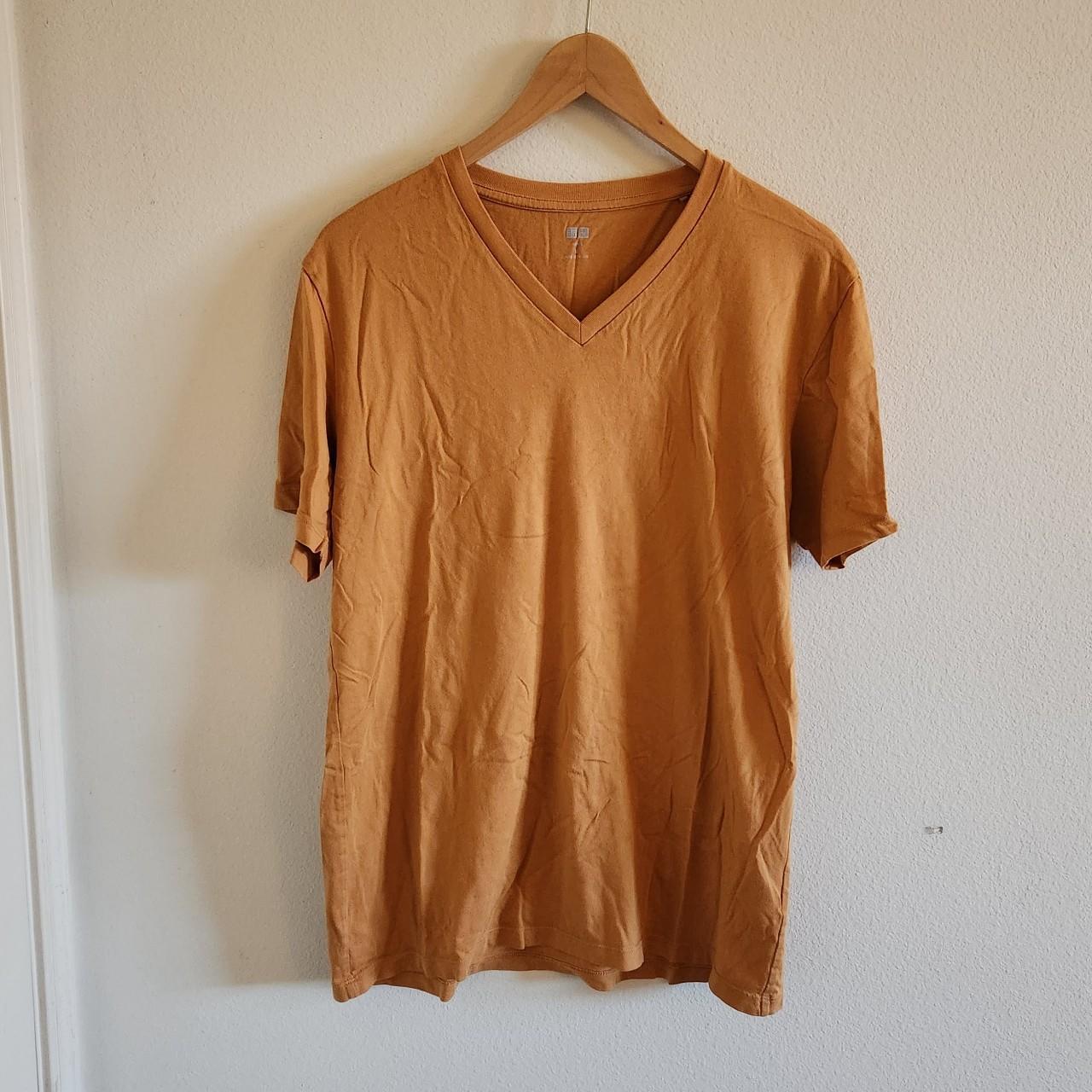 Uniqlo orange v neck shirt, size M, #uniqlo #orange