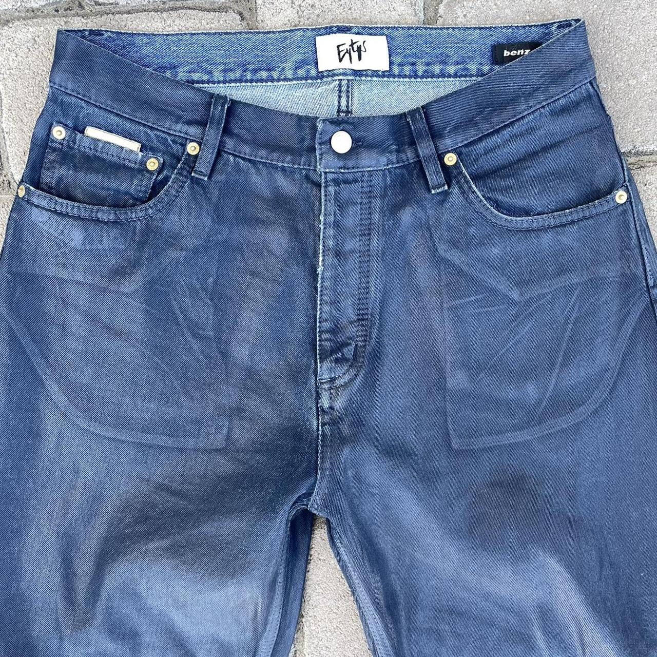 #EYTYS Benz Jeans Navy Blue Wax Coating 32/32 - Depop
