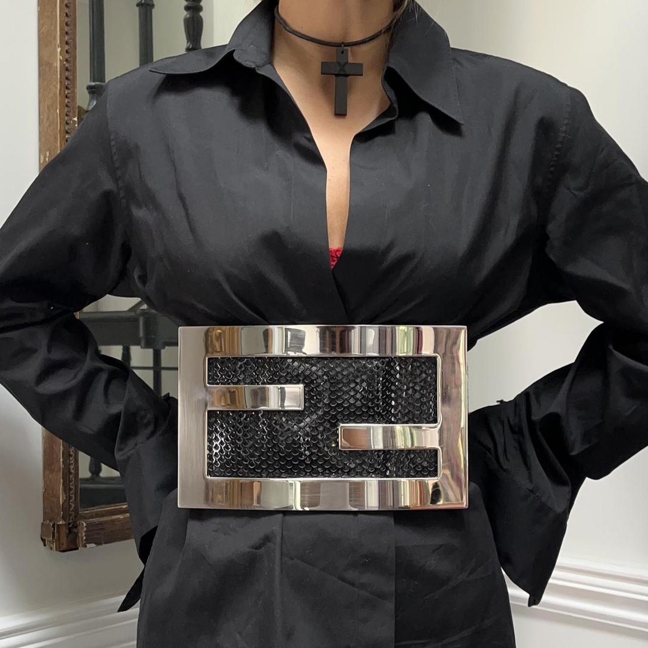 Black and silver fendi belt hotsell