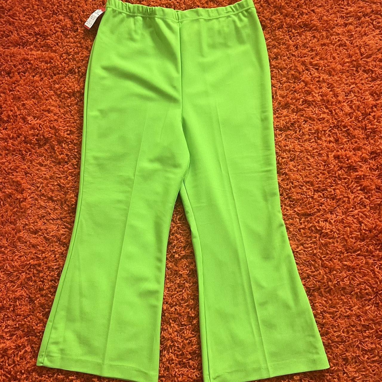 Funky 1970s lime green flares, brand new with tags... - Depop