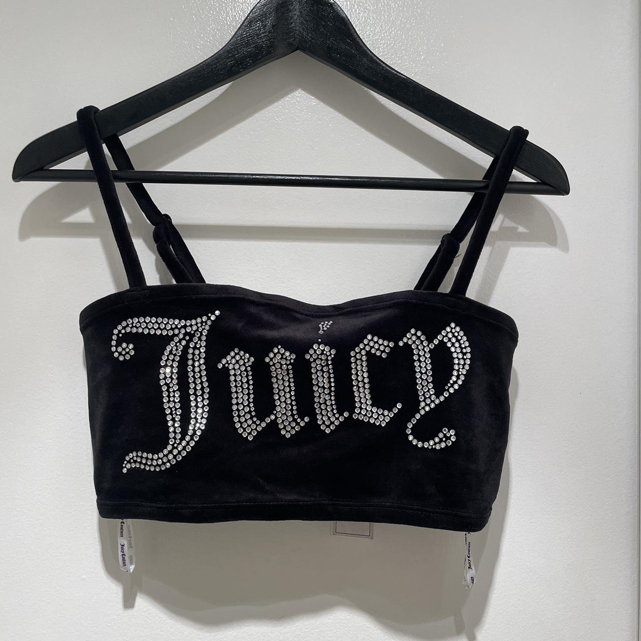 Embellished rhinestone Juicy Couture crop top Size... - Depop