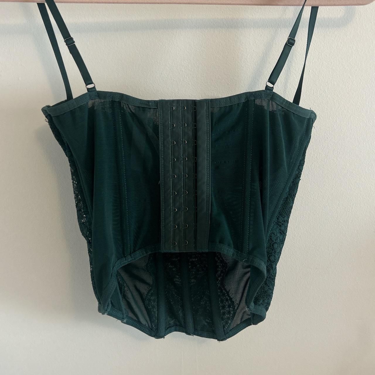 UO DARK GREEN CORSET TOP corset urbanoutfitters Depop