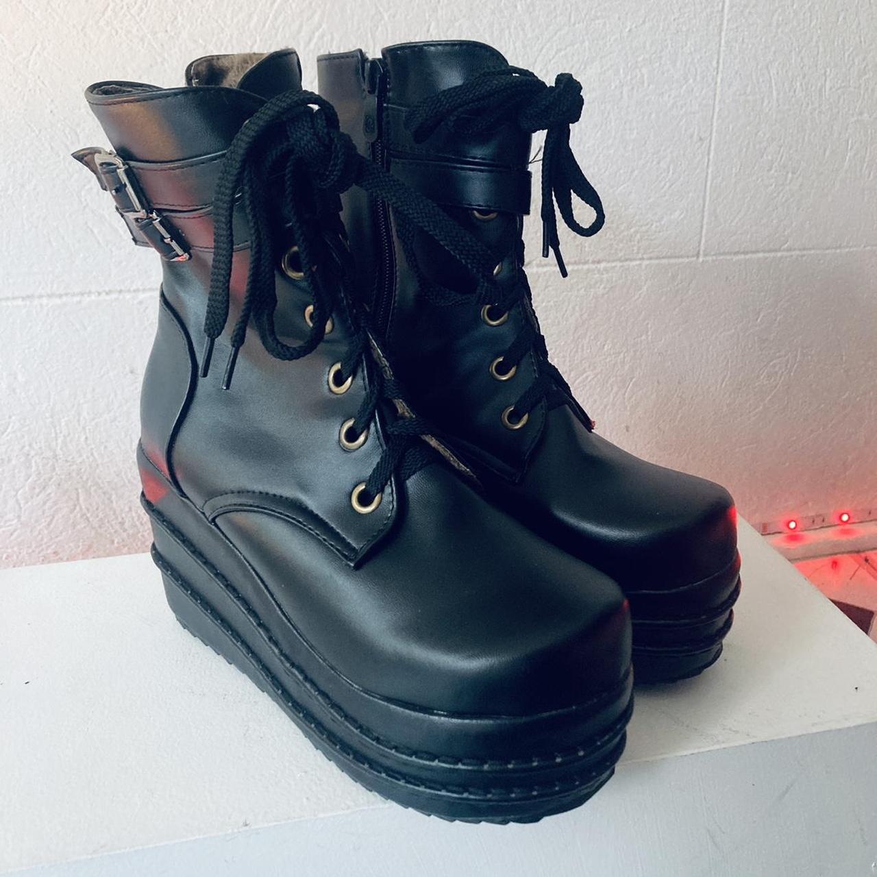 ROMPER STOMPER Sexy Goth Platform Ankle Boots Black... - Depop