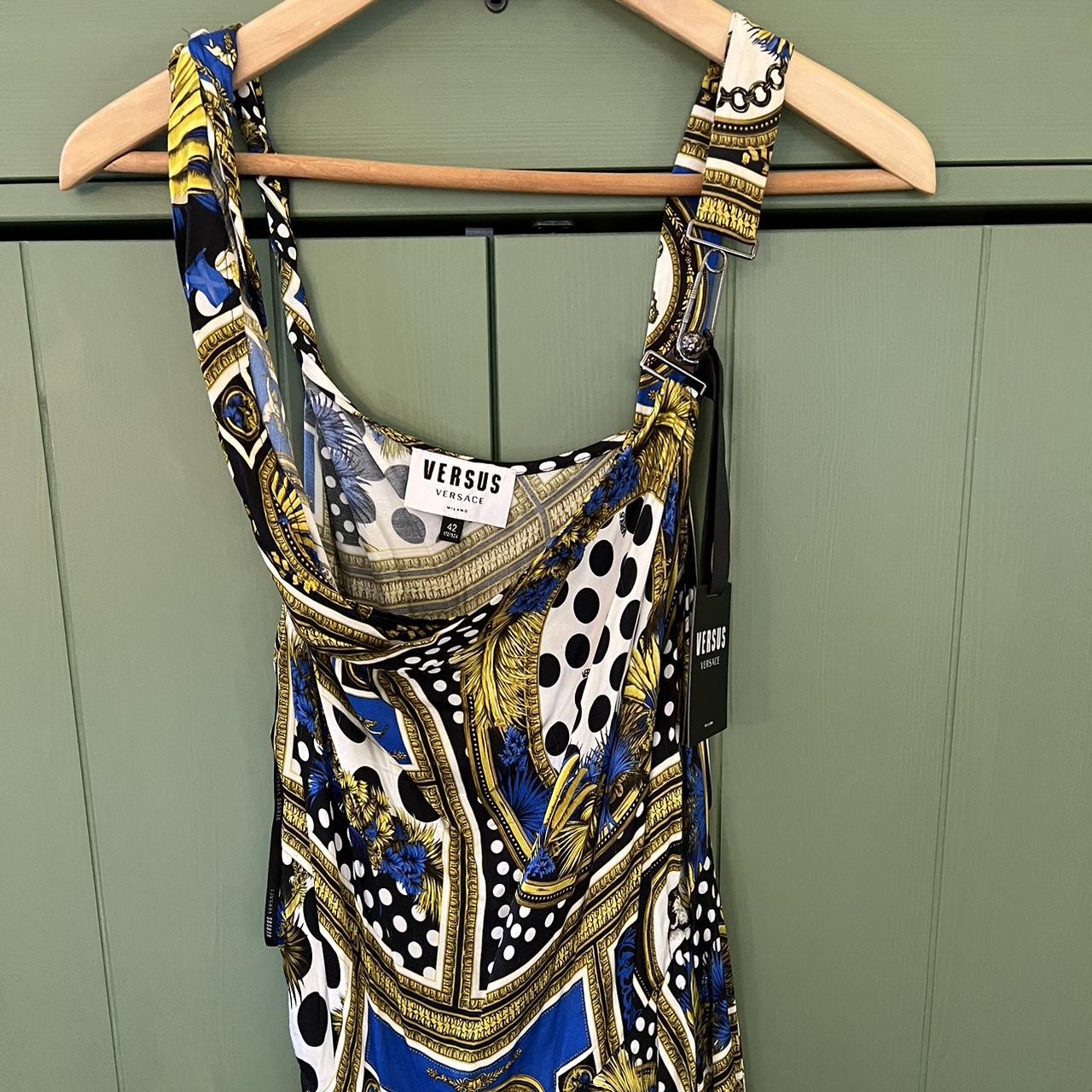 Versus Versace Logo Printed Cobalt & Gold Mini | Depop
