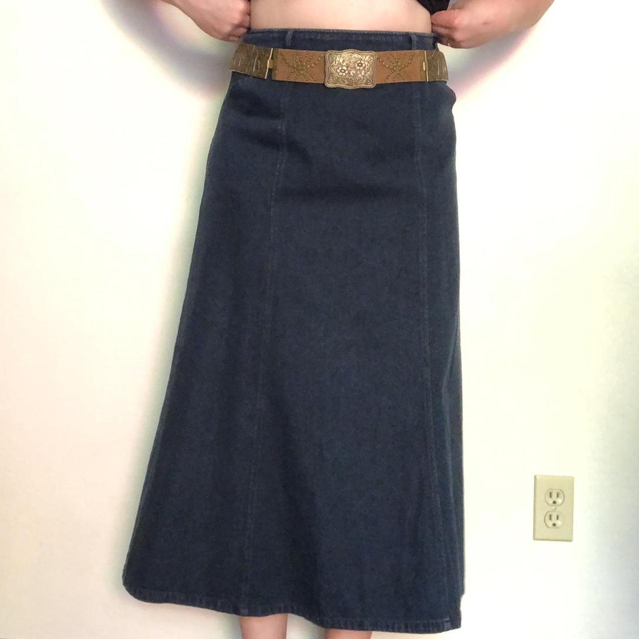 Maxi pleated Pendleton denim skirt with belt loop... - Depop