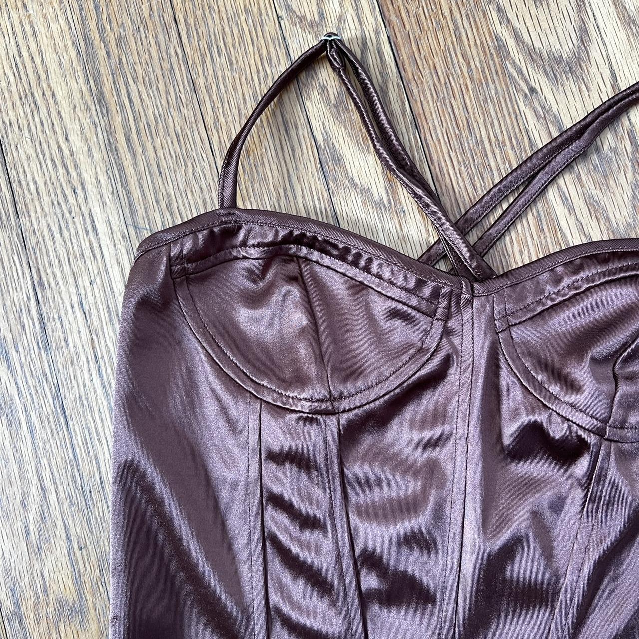 PrettyLittleThing Corset Bodysuit, - satin material