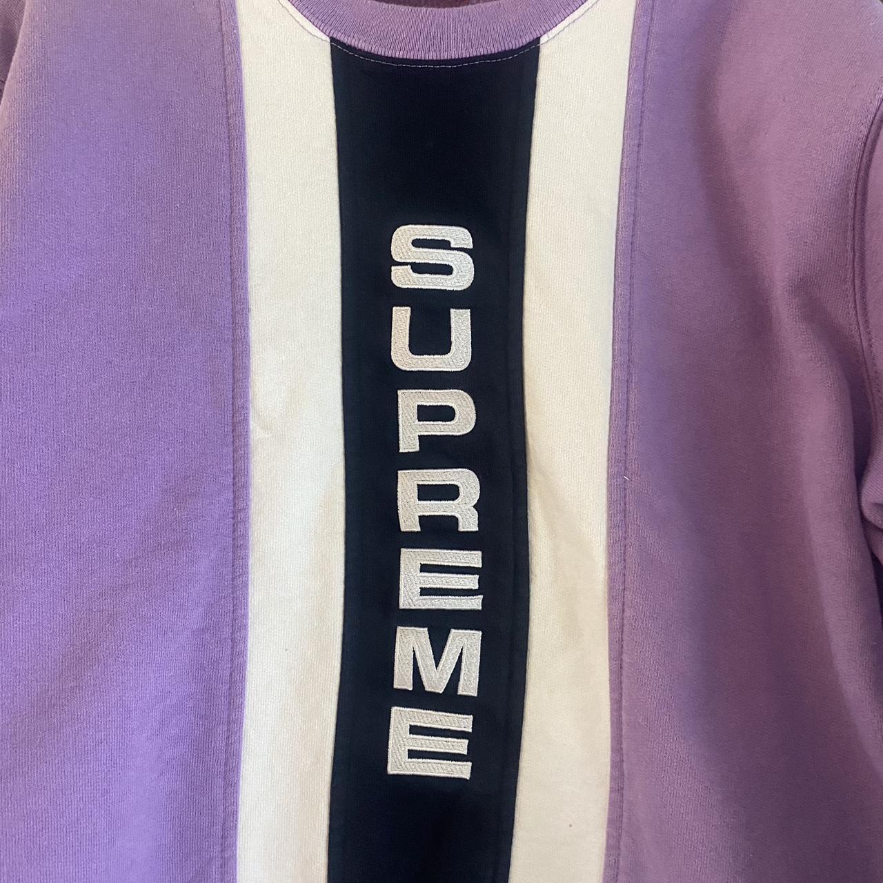 Supreme vertical logo panel crewneck size M purple - Depop