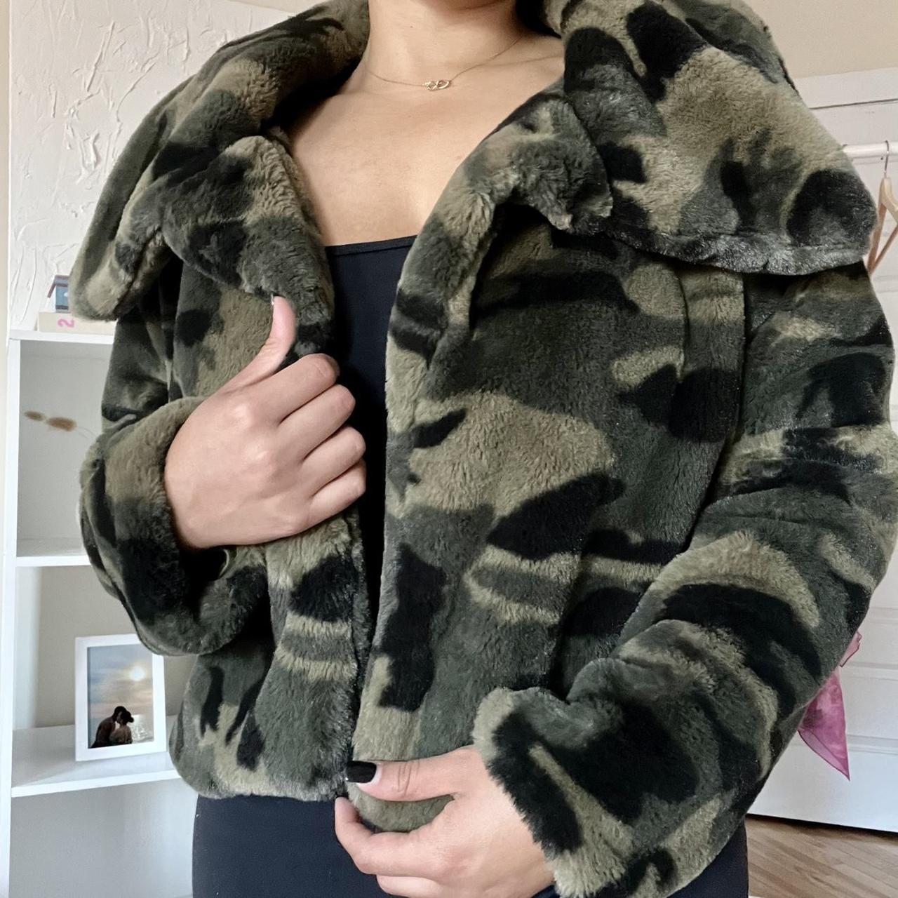 Camo faux fur on sale jacket