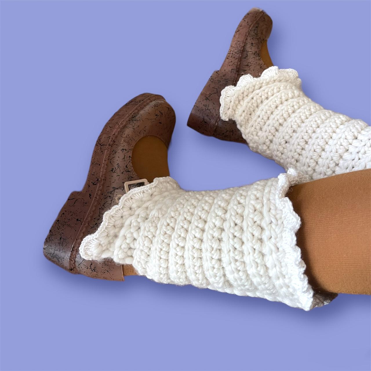 Chunky crochet leg warmers with slit handmade by... Depop