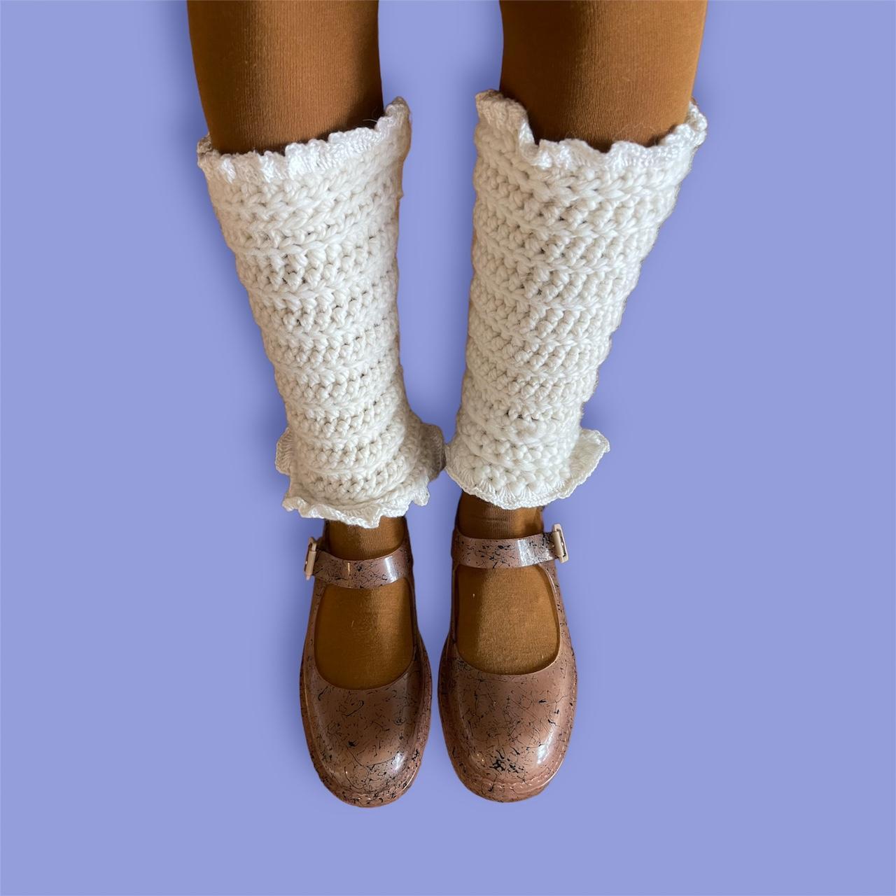 Chunky crochet leg warmers with slit handmade by... Depop