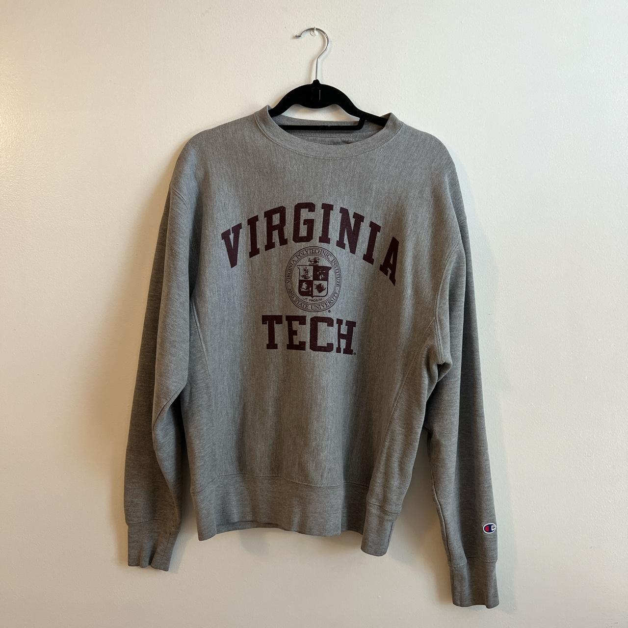 virginia tech grey and maroon sweater, size... - Depop