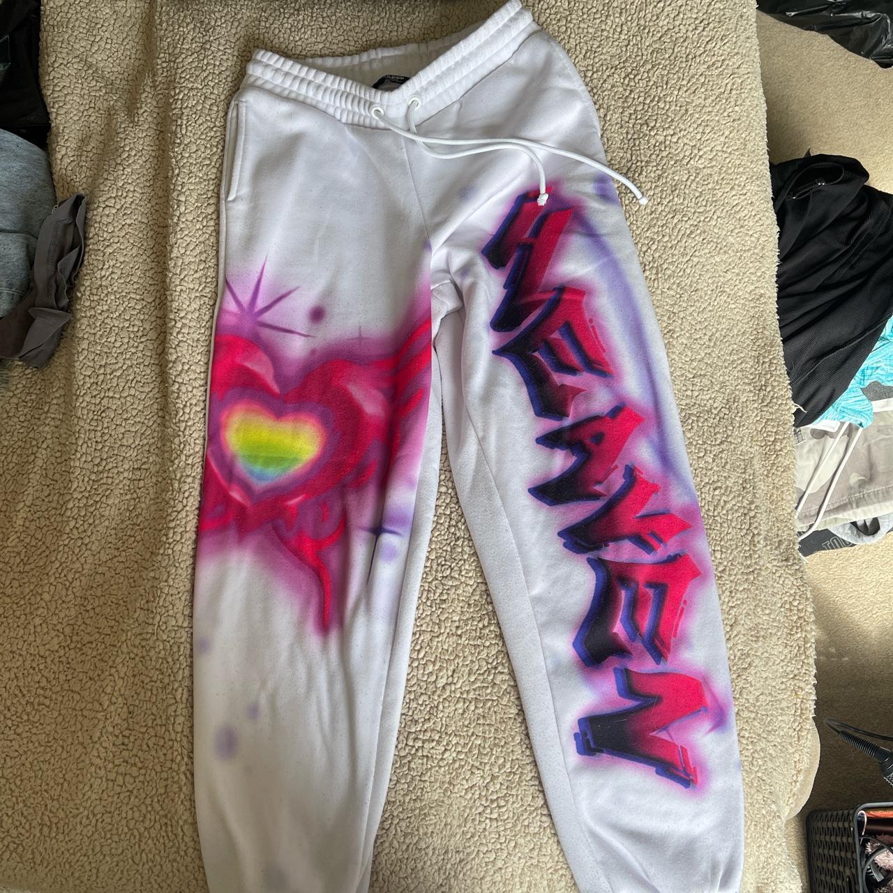 Jaded London Women's White and Pink Joggers-tracksuits | Depop
