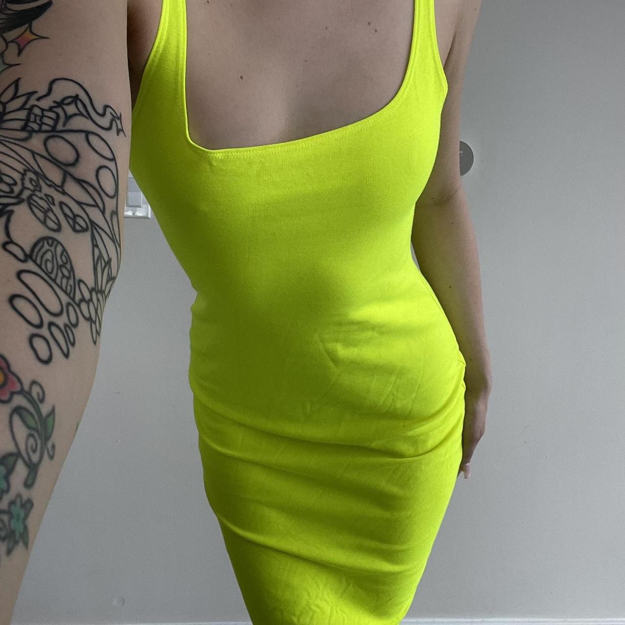 Women's Green and Yellow Dress Depop