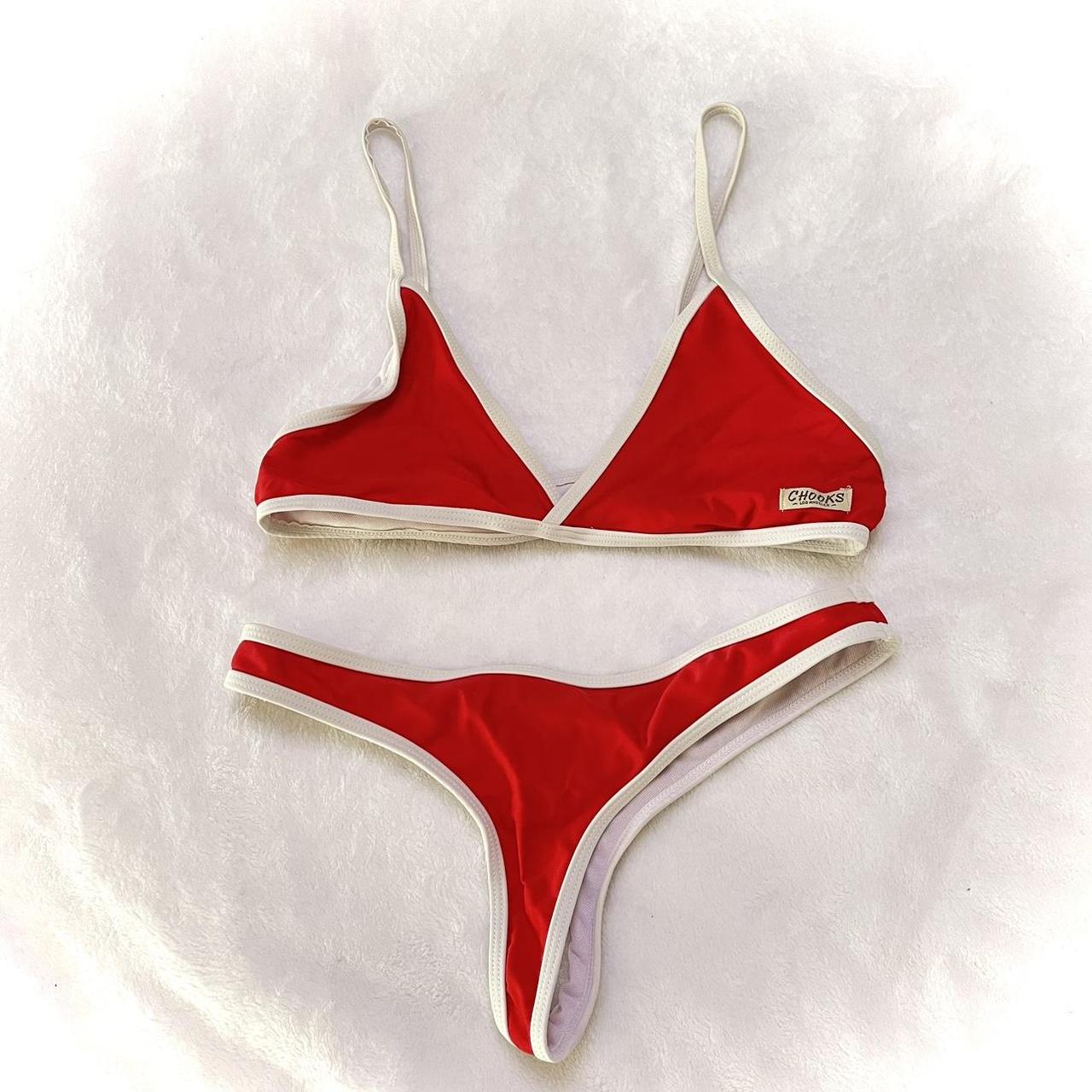 Women's Red and White Bikiniandtankinitops Depop