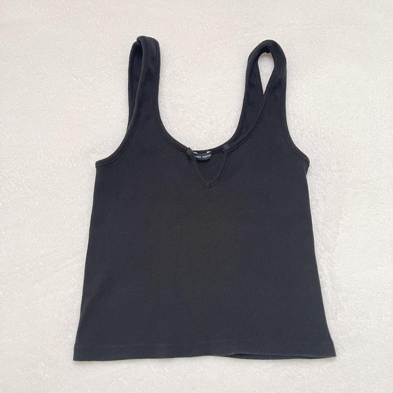 Brandy Melville Black Ribbed Tank Black ribbed... - Depop