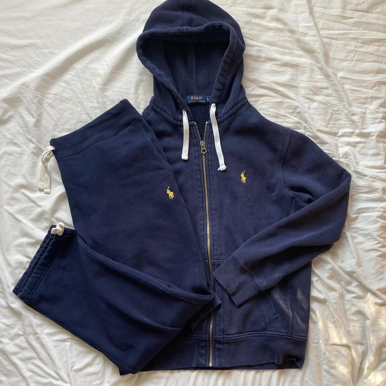 Polo Ralph Lauren Men's Blue and Navy Hoodie | Depop